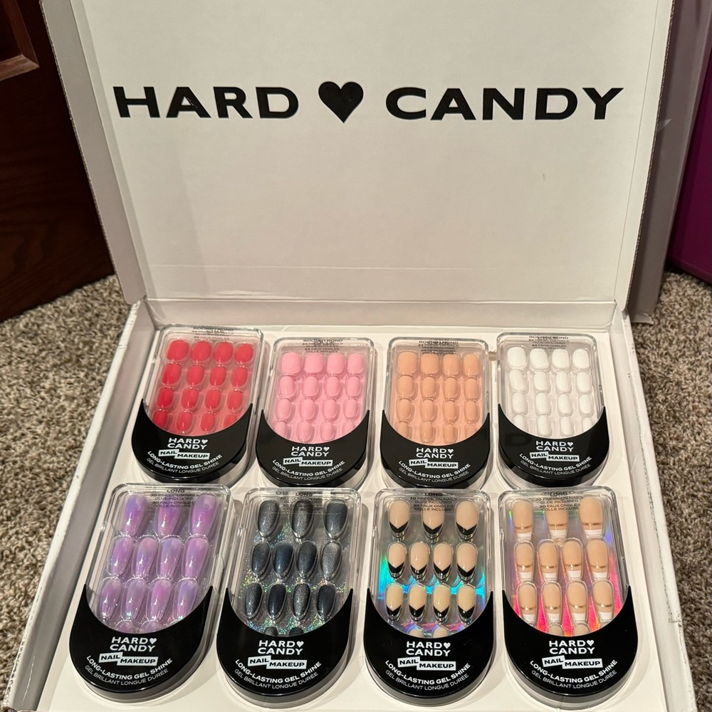 NIB HARD CANDY SET OF 8 REUSABLE REAL NAIL POLISH PRESS IN NAILS